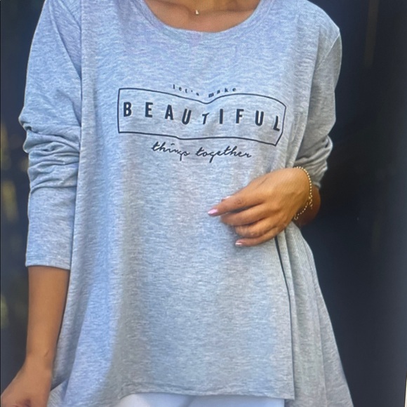 Gray Long Sleeve Women's Top - Picture 1 of 2